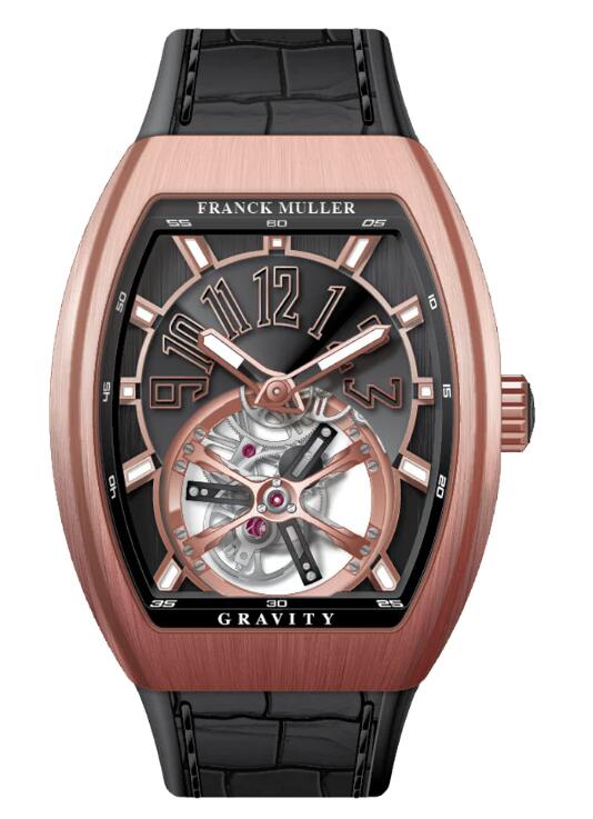 Buy Franck Muller Vanguard Gravity Tourbillon Brushed Rose Gold - Black Replica Watch for sale Cheap Price V 41 T GRAVITY CS (NR) (BR) (5N) (NR NR 5NBR)